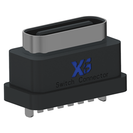 XB-ATCF-06-027 TYPE C 6P 立插防水母座H=6.8mm(带钢片)